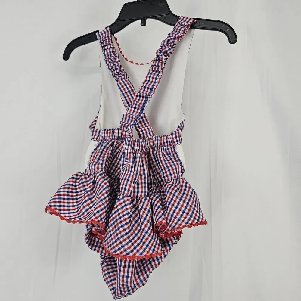 Stitches Of Faith Red White Blue Anchor Smocked Toddler Girl Size 3T Swimsuit